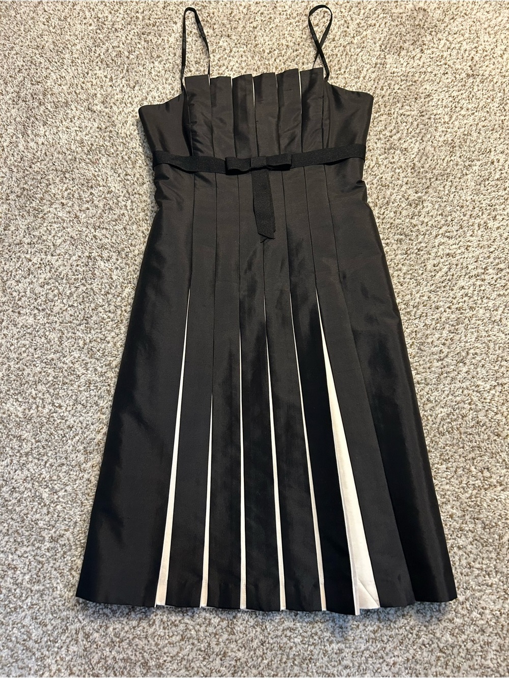 Laundry Black Sleeveless Pleated A-Line Dress with Contrast Panels